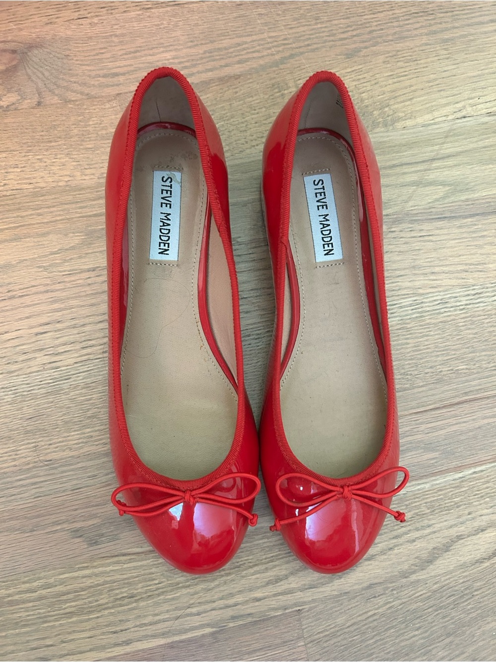 Red Patent Ballet Flats with Low Heel